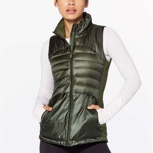 Rare Lululemon Down For A Run Vest II Puffer Gator Green Size 4 | 2017 Retired